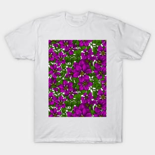 Pink Clematis vine on white T-Shirt